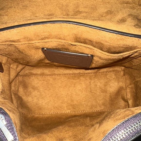 COACH Morgan Top Handle croc embossed leather Satchel Bag/Wallet Amethyst NWT - Picture 5 of 14